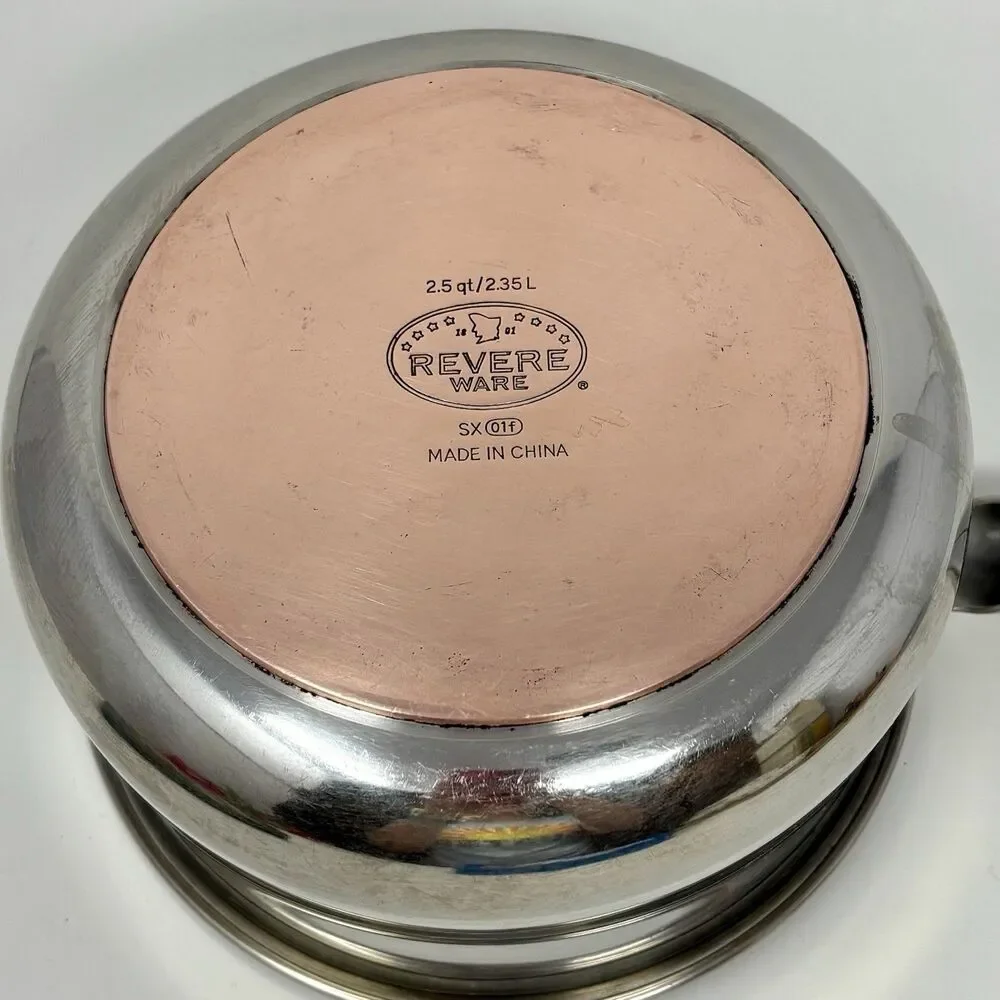 Revere Ware SX Stainless Steel 2.5qt Sauce Pan Pot Copper Clad Bottom No lid